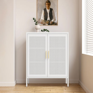 Metal Storage Cabinet With 2 Doors And 2 Adjustable Shelves